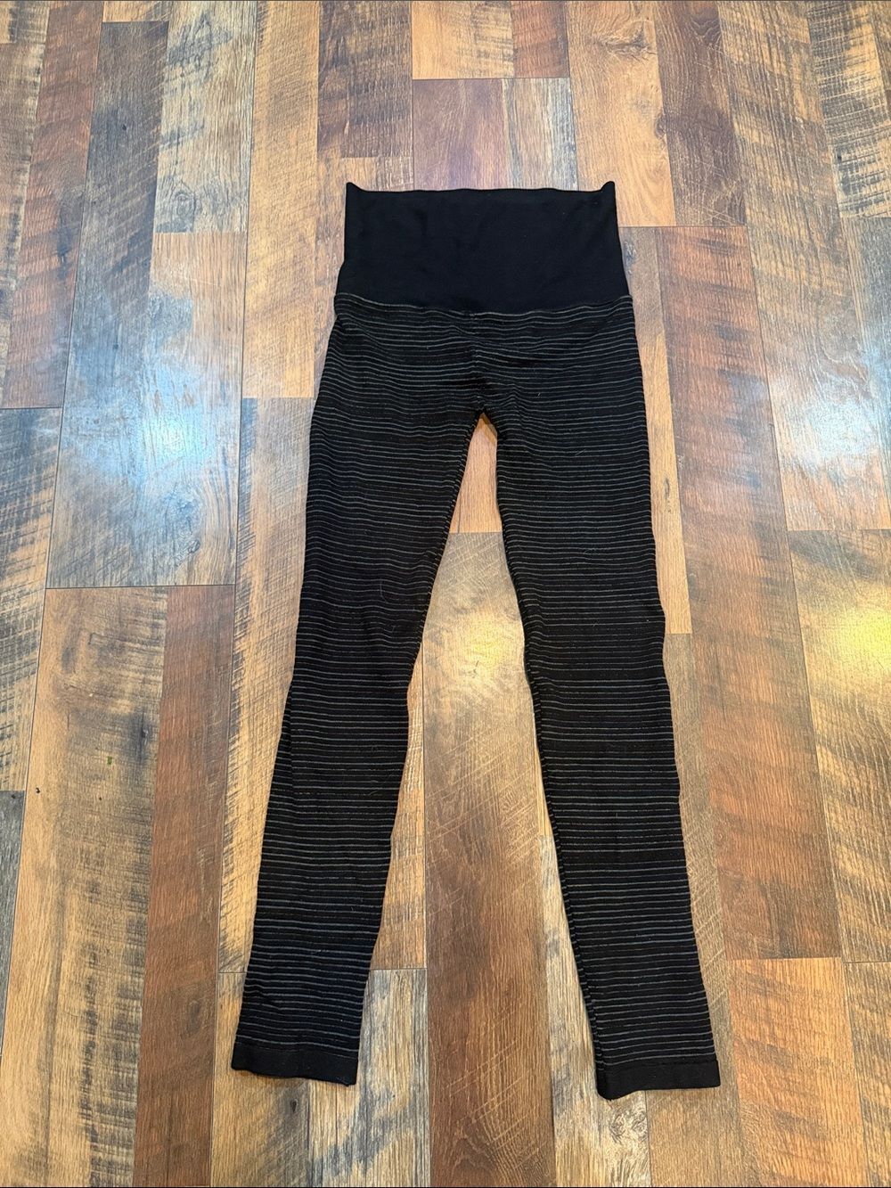 M. Rena Black Knit stripped leggings OS (3180)